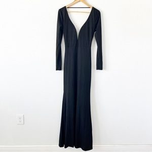 Symphony Black Long Sleeve Open Back Column Maxi Dress